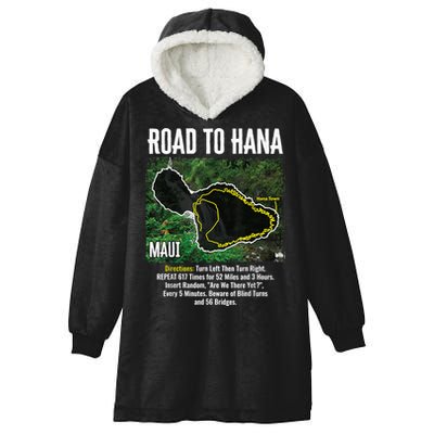 Road To Hana Map Maui Island Surfing Hawaiian Beach Summer Hooded Wearable Blanket