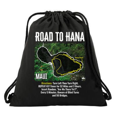 Road To Hana Map Maui Island Surfing Hawaiian Beach Summer Drawstring Bag