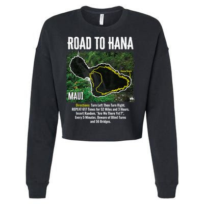 Road To Hana Map Maui Island Surfing Hawaiian Beach Summer Cropped Pullover Crew
