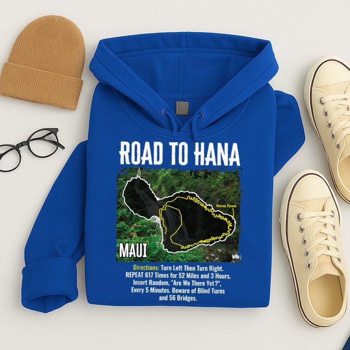 Road To Hana Map Maui Island Surfing Hawaiian Beach Summer Hoodie