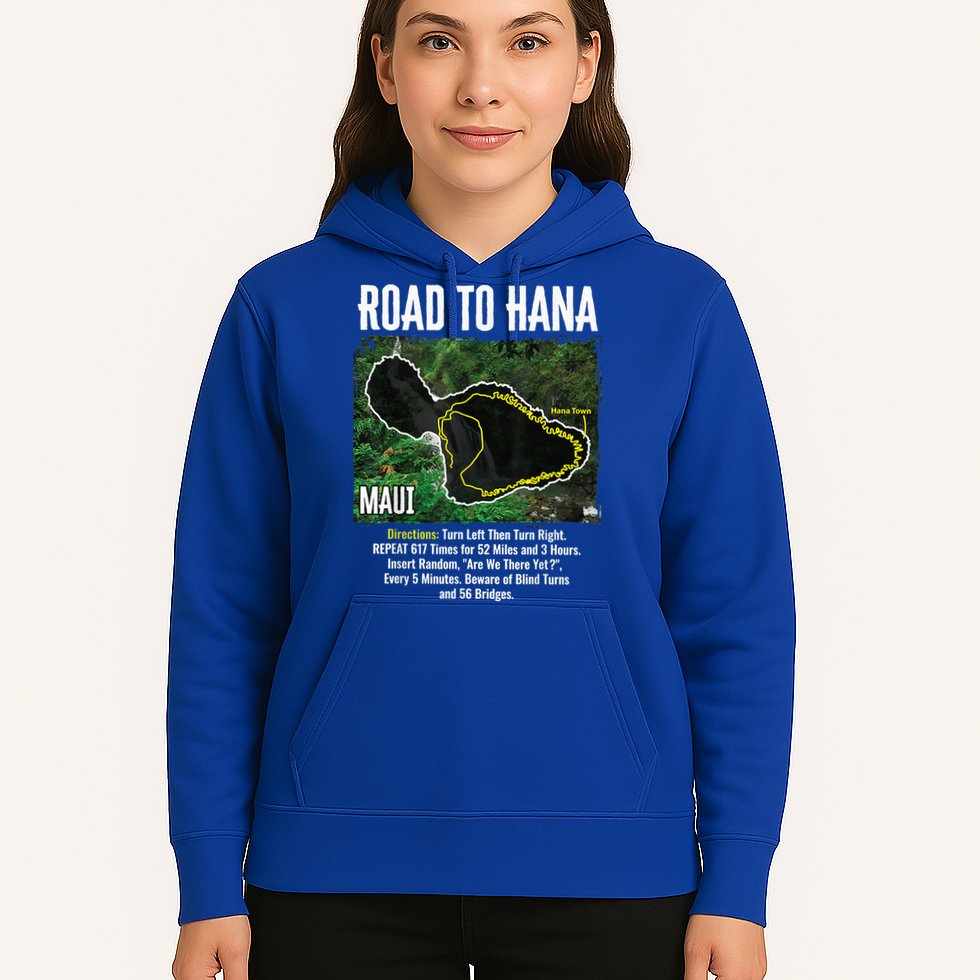 Road To Hana Map Maui Island Surfing Hawaiian Beach Summer Hoodie