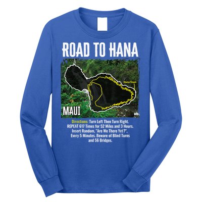 Road To Hana Map Maui Island Surfing Hawaiian Beach Summer Long Sleeve Shirt