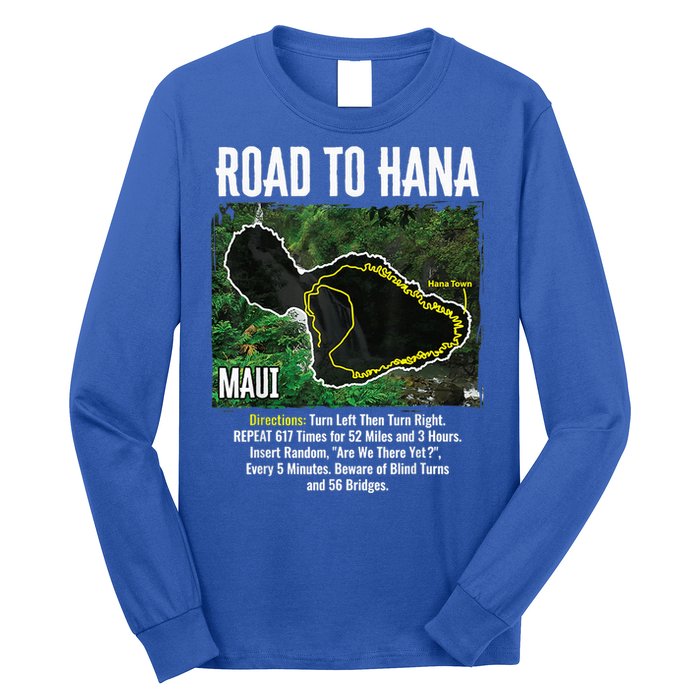 Road To Hana Map Maui Island Surfing Hawaiian Beach Summer Long Sleeve Shirt