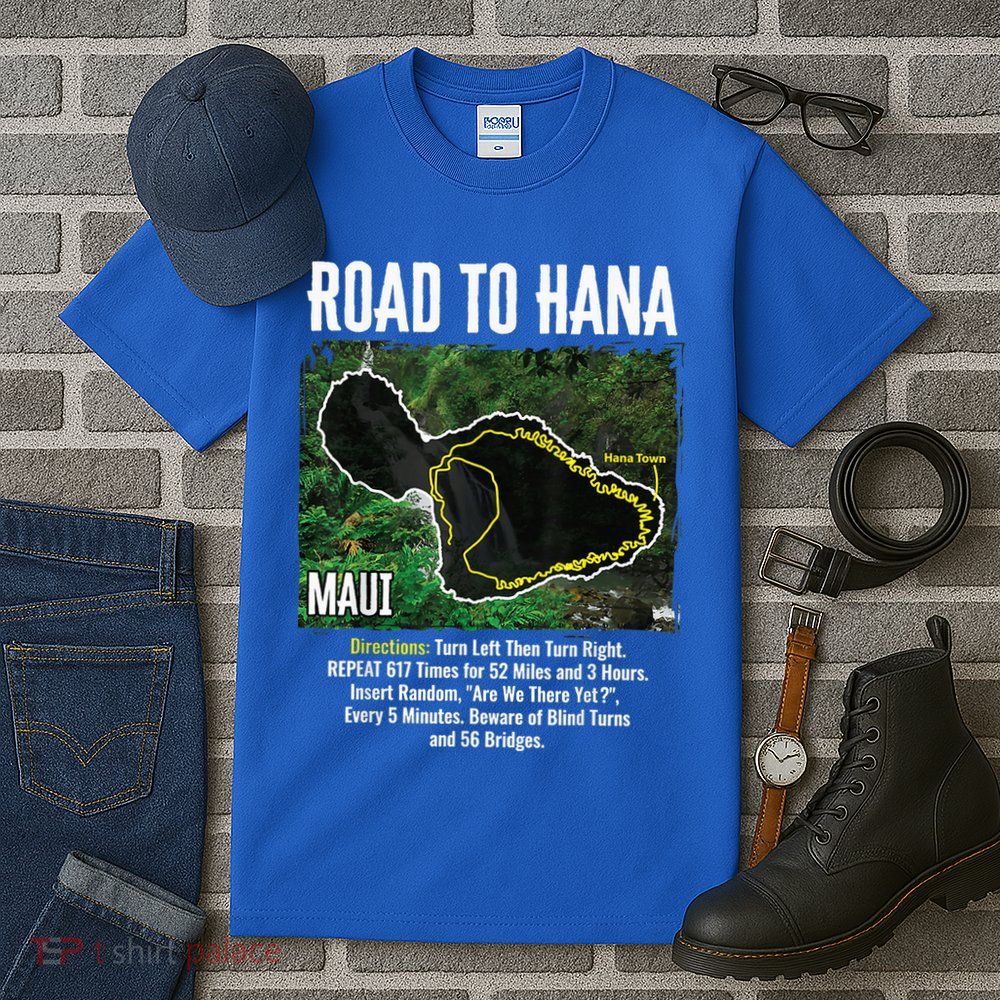 Road To Hana Map Maui Island Surfing Hawaiian Beach Summer Tall T-Shirt