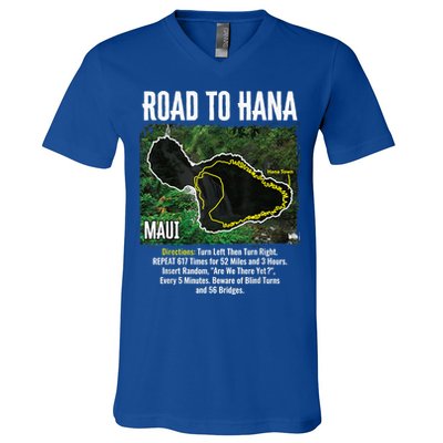 Road To Hana Map Maui Island Surfing Hawaiian Beach Summer V-Neck T-Shirt