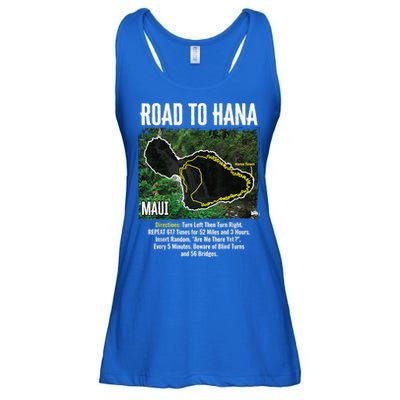 Road To Hana Map Maui Island Surfing Hawaiian Beach Summer Ladies Essential Flowy Tank