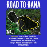 Road To Hana Map Maui Island Surfing Hawaiian Beach Summer Magnet