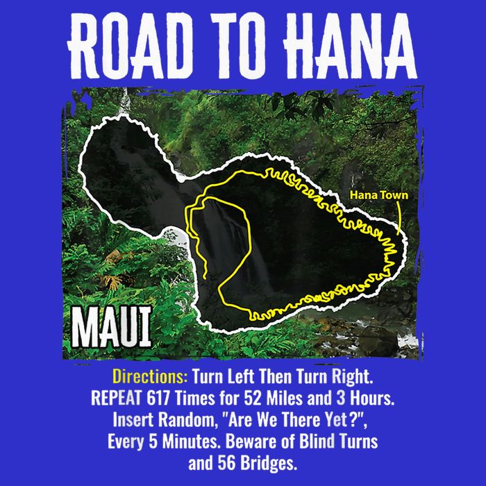 Road To Hana Map Maui Island Surfing Hawaiian Beach Summer Magnet