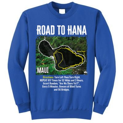 Road To Hana Map Maui Island Surfing Hawaiian Beach Summer Tall Sweatshirt