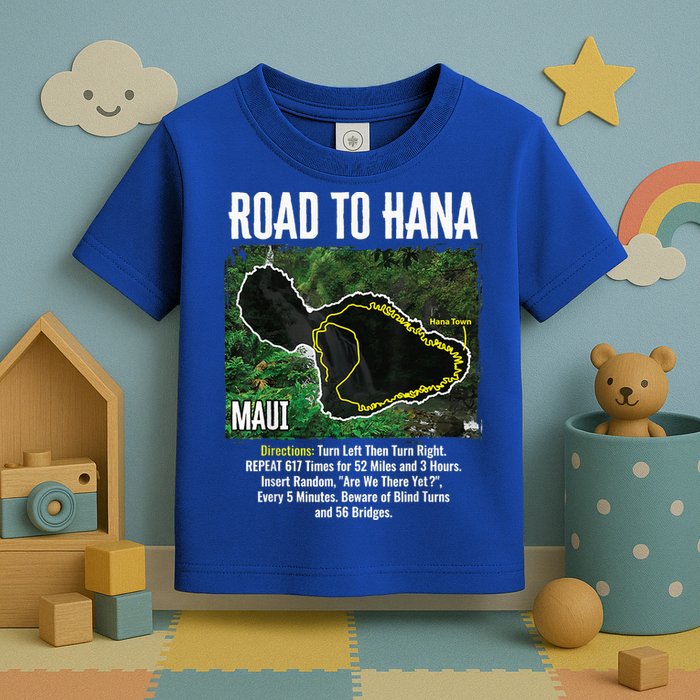 Road To Hana Map Maui Island Surfing Hawaiian Beach Summer Toddler T-Shirt