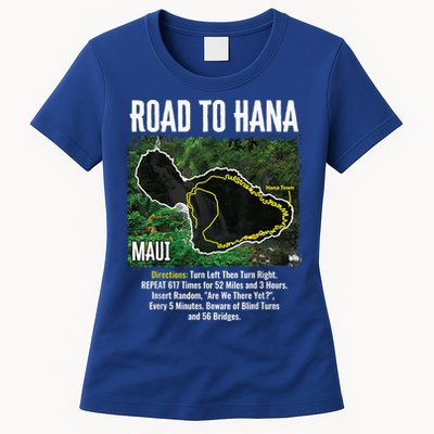 Road To Hana Map Maui Island Surfing Hawaiian Beach Summer Womens T-Shirt