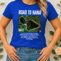 Road To Hana Map Maui Island Surfing Hawaiian Beach Summer Womens T-Shirt