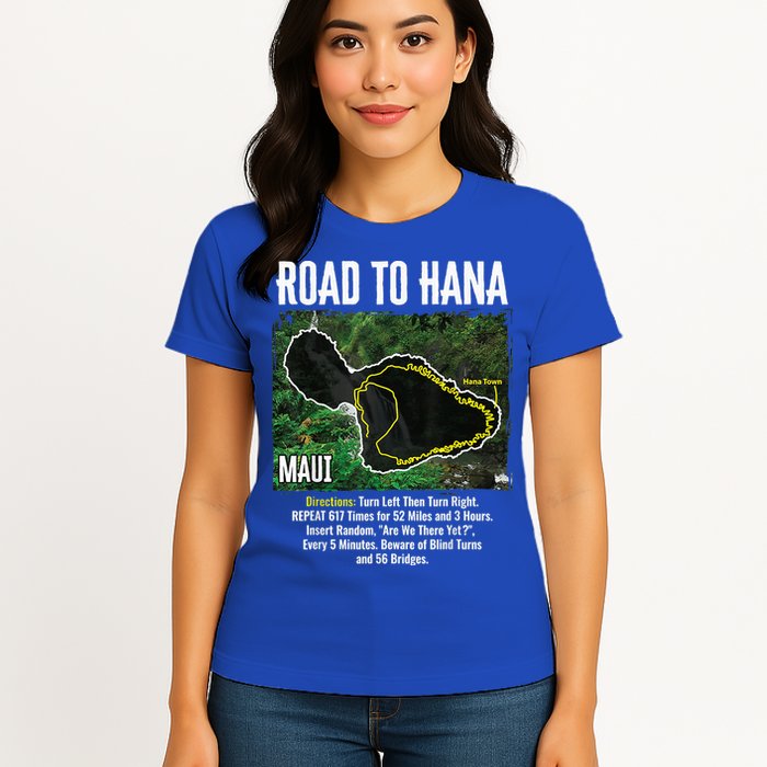 Road To Hana Map Maui Island Surfing Hawaiian Beach Summer Womens T-Shirt
