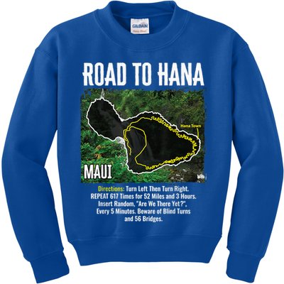 Road To Hana Map Maui Island Surfing Hawaiian Beach Summer Kids Sweatshirt