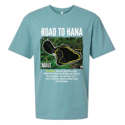 Road To Hana Map Maui Island Surfing Hawaiian Beach Summer Sueded Cloud Jersey T-Shirt