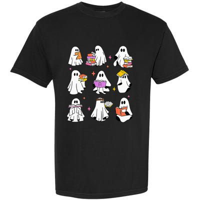 Retro Teacher Halloween Ghost Read More Books Teacher Garment-Dyed Heavyweight T-Shirt