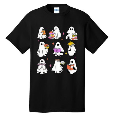 Retro Teacher Halloween Ghost Read More Books Teacher Tall T-Shirt