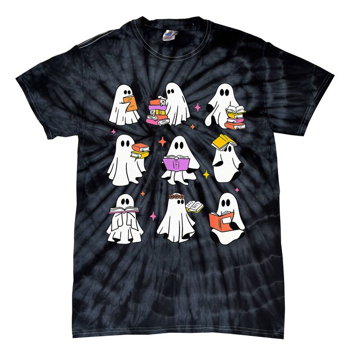 Retro Teacher Halloween Ghost Read More Books Teacher Tie-Dye T-Shirt