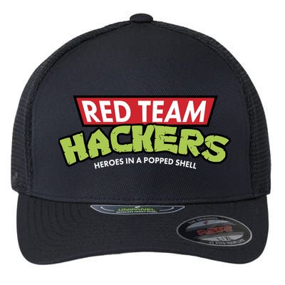 Red Team Hackers Heroes In A Popped Shell Flexfit Unipanel Trucker Cap