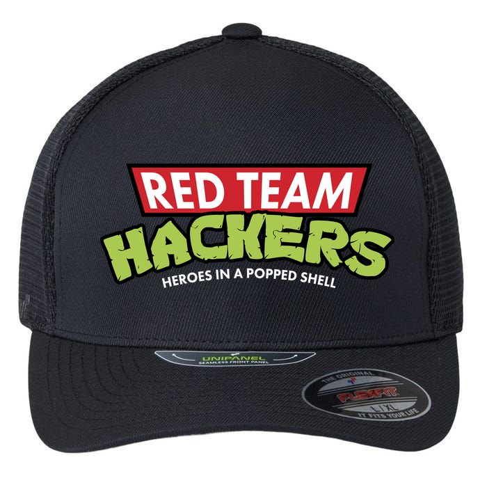 Red Team Hackers Heroes In A Popped Shell Flexfit Unipanel Trucker Cap