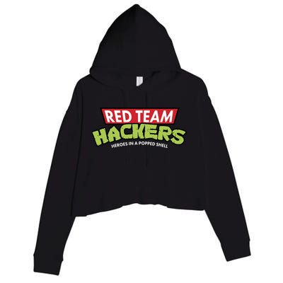 Red Team Hackers Heroes In A Popped Shell Crop Fleece Hoodie