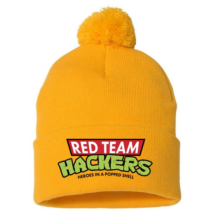 Red Team Hackers Heroes In A Popped Shell Pom Pom 12in Knit Beanie