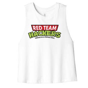 Red Team Hackers Heroes In A Popped Shell Women's Racerback Cropped Tank