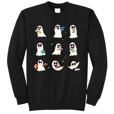 Retro Teacher Halloween Ghost Read More Books Teacher Sweatshirt