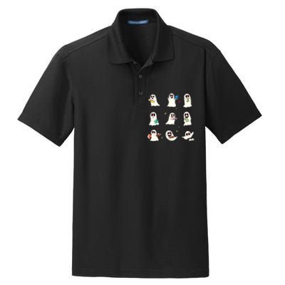 Retro Teacher Halloween Ghost Read More Books Teacher Dry Zone Grid Polo