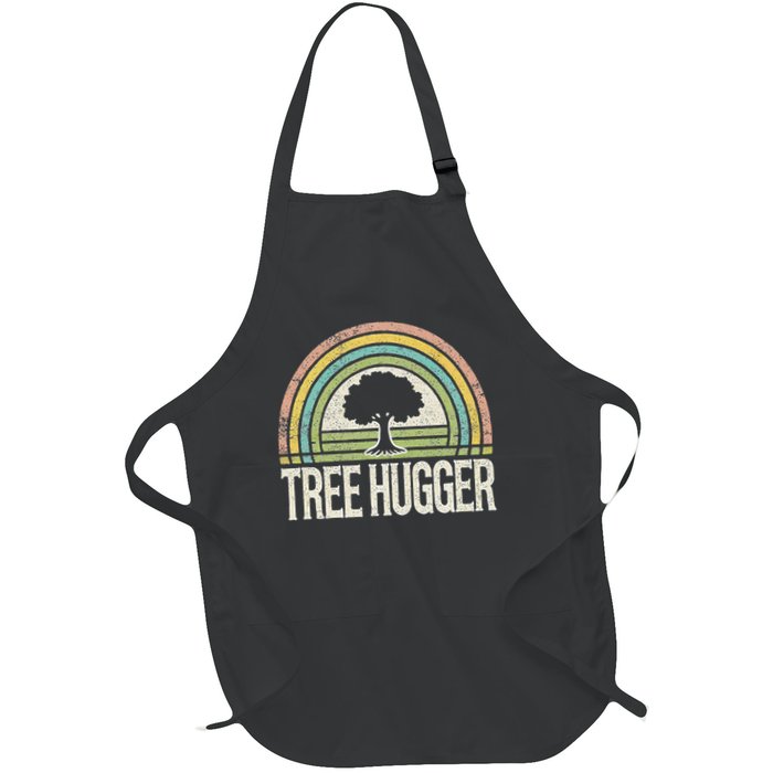 Retro Tree Hugger Design Full-Length Apron With Pockets