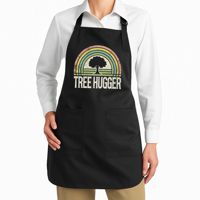 Retro Tree Hugger Design Full-Length Apron With Pockets