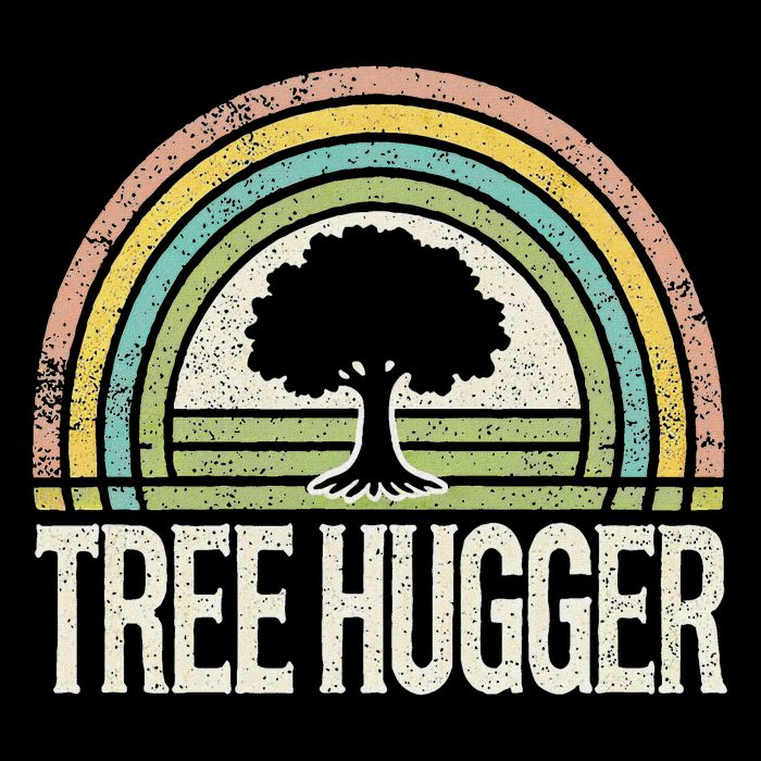 Retro Tree Hugger Design Full-Length Apron With Pockets