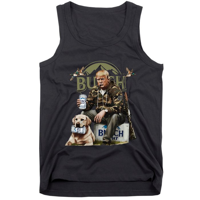 Retro Trump Hunting Deer Funny Beer Drinking Hunting Tank Top