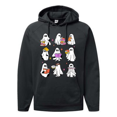 Retro Teacher Halloween Ghost Read More Books Teacher Performance Fleece Hoodie