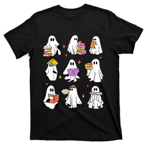 Retro Teacher Halloween Ghost Read More Books Teacher T-Shirt