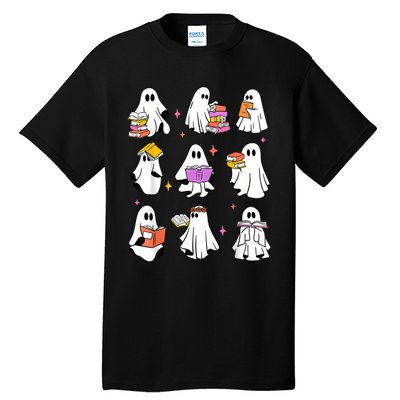 Retro Teacher Halloween Ghost Read More Books Teacher Tall T-Shirt