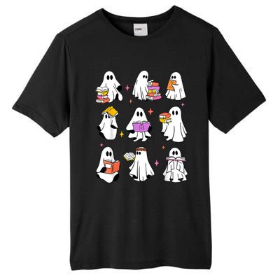 Retro Teacher Halloween Ghost Read More Books Teacher Tall Fusion ChromaSoft Performance T-Shirt