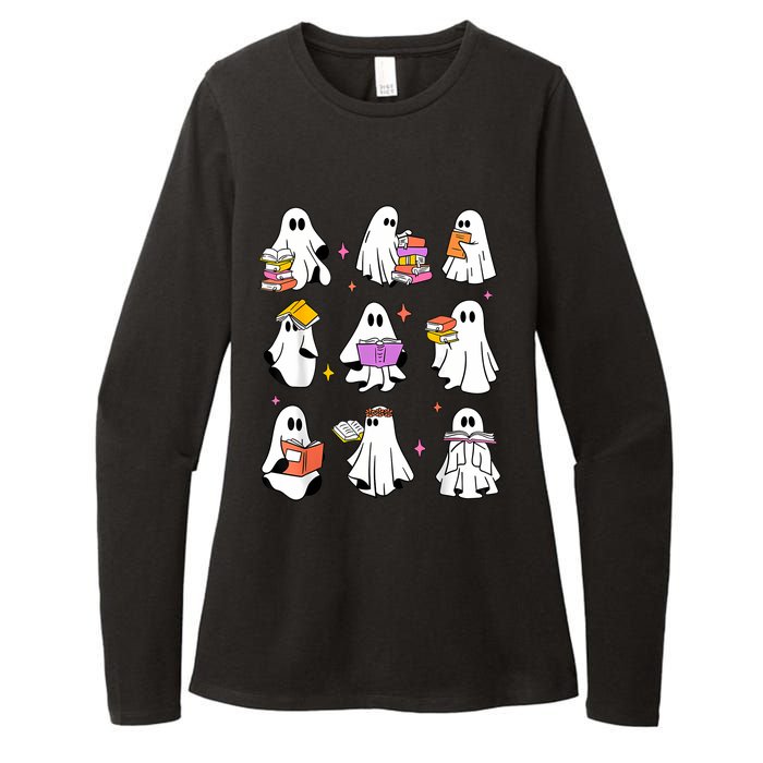 Retro Teacher Halloween Ghost Read More Books Teacher Womens CVC Long Sleeve Shirt