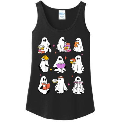 Retro Teacher Halloween Ghost Read More Books Teacher Ladies Essential Tank