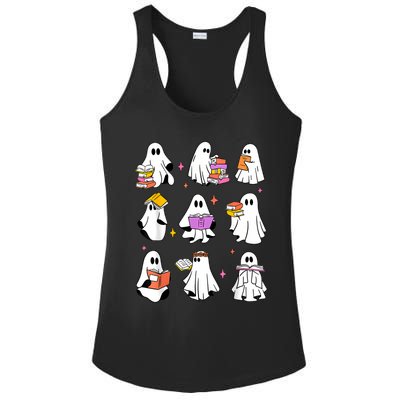 Retro Teacher Halloween Ghost Read More Books Teacher Ladies PosiCharge Competitor Racerback Tank