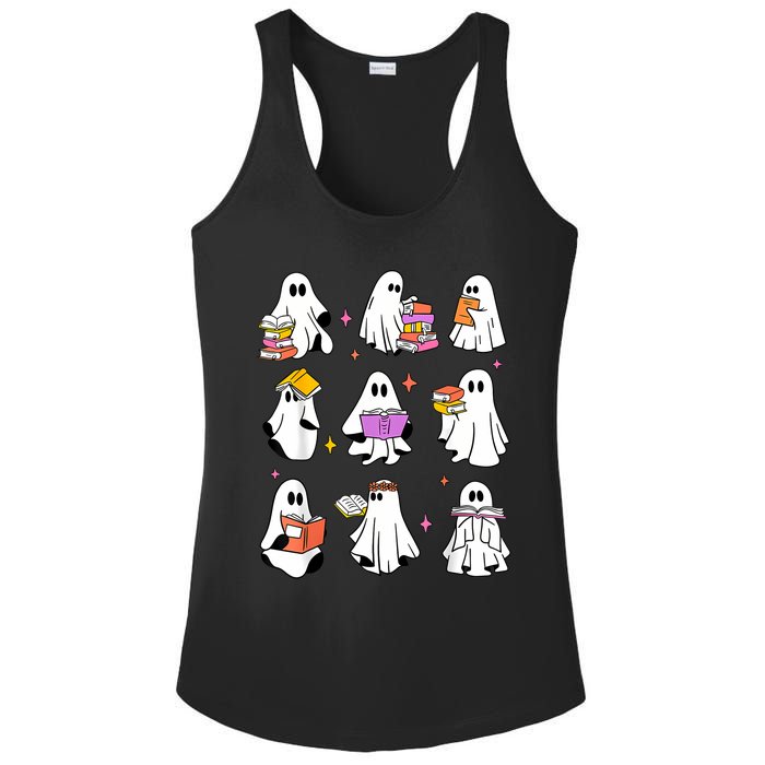 Retro Teacher Halloween Ghost Read More Books Teacher Ladies PosiCharge Competitor Racerback Tank