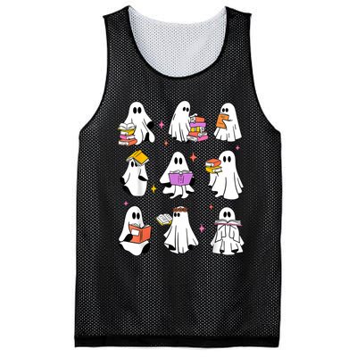 Retro Teacher Halloween Ghost Read More Books Teacher Mesh Reversible Basketball Jersey Tank