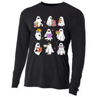 Retro Teacher Halloween Ghost Read More Books Teacher Cooling Performance Long Sleeve Crew