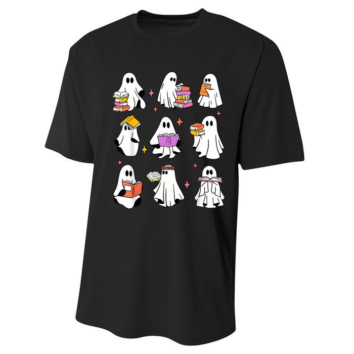 Retro Teacher Halloween Ghost Read More Books Teacher Performance Sprint T-Shirt