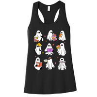 Retro Teacher Halloween Ghost Read More Books Teacher Women's Racerback Tank