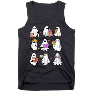 Retro Teacher Halloween Ghost Read More Books Teacher Tank Top