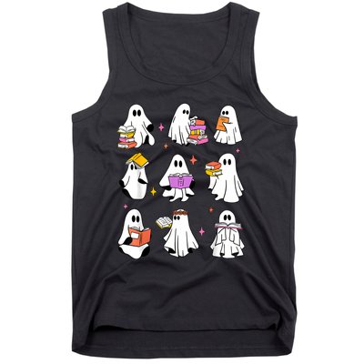 Retro Teacher Halloween Ghost Read More Books Teacher Tank Top