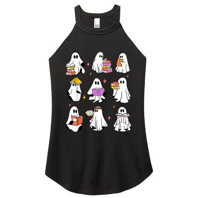 Retro Teacher Halloween Ghost Read More Books Teacher Women's Perfect Tri Rocker Tank