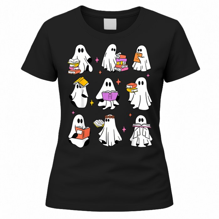 Retro Teacher Halloween Ghost Read More Books Teacher Women's T-Shirt