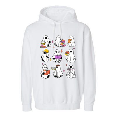 Retro Teacher Halloween Ghost Read More Books Teacher Garment-Dyed Fleece Hoodie